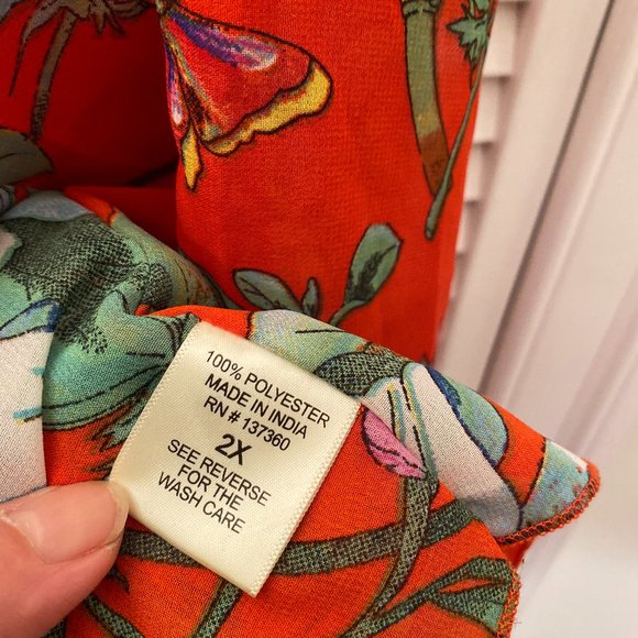 Live 4 Truth Kimono, orange red floral 2X - Picture 7 of 8